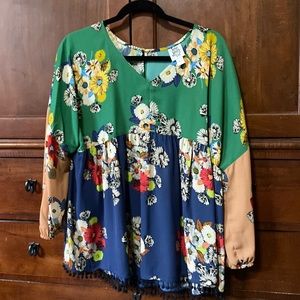 Ivy Jane color block floral blouse.